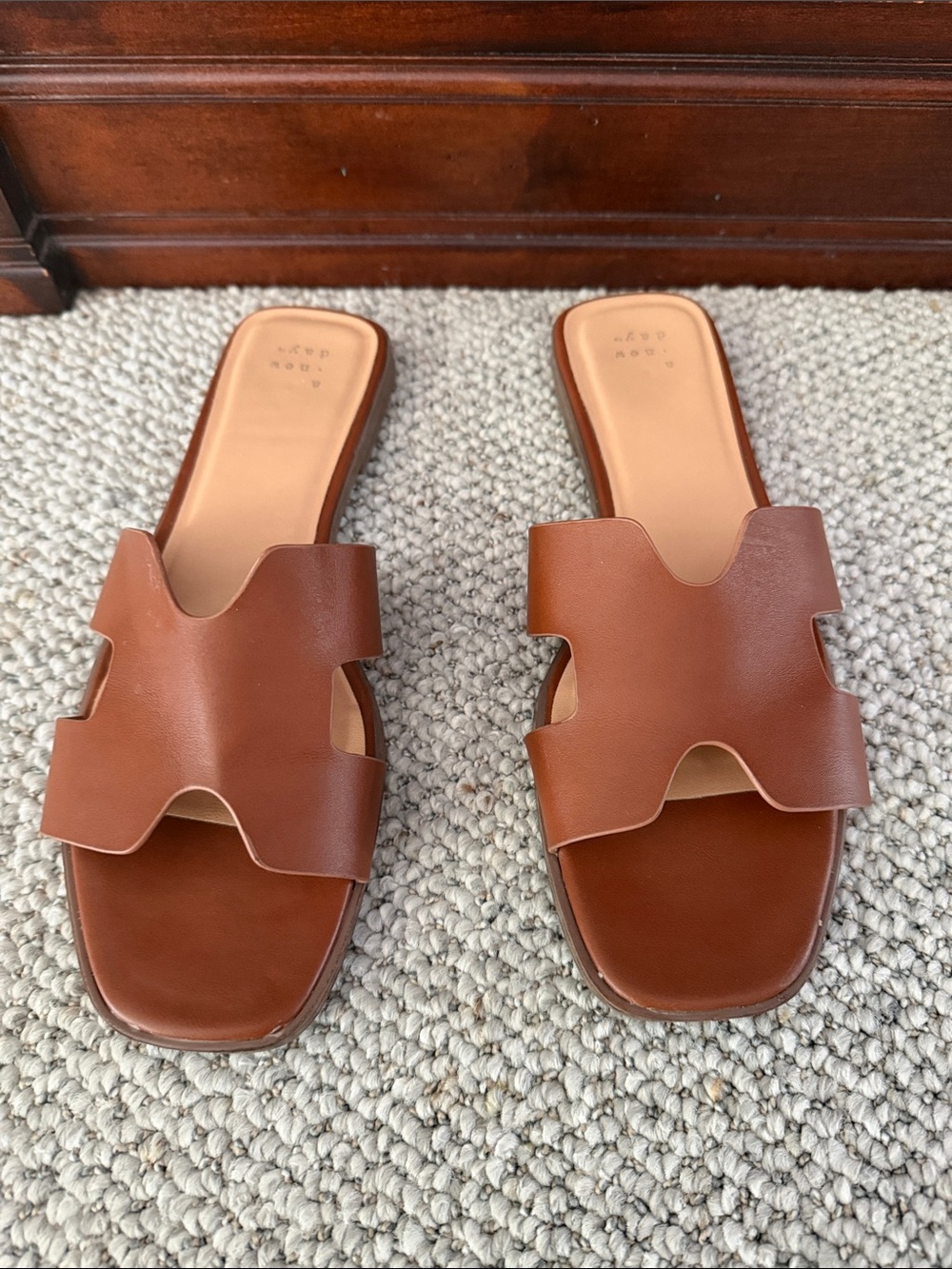 a new day Cognac Brown Slide Sandals